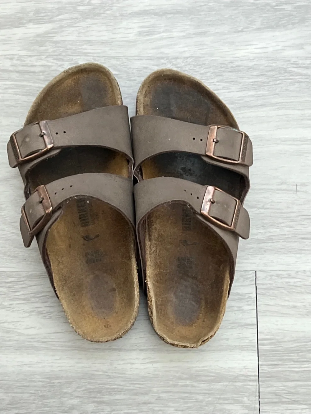Birkenstock Arizona Kids Brown Two Strap Sandals EU 32 Cork Footbed